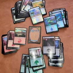 100+ Basic Lands Plains island swamp mountain forest Foil Magic Cards Collection - Image 1