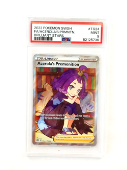 2022 POKEMON GRADED CARD SWSH BRILLIANT STARS #TG24 ACEROLA'S PREMONITION PSA 9 - Image 1