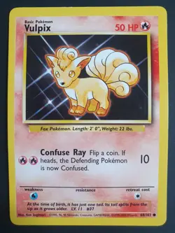 Vulpix 68/102 - Base Set 1 - Pokemon Card - Excellent Condition - Image 1