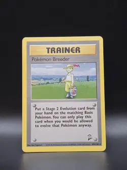 Vintage Pokemon Breeder Trainer Rare Card Base Set 2, 105/130, LP Condition - Image 1