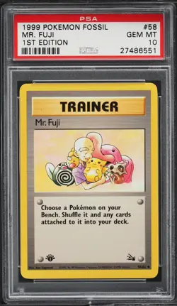 1999 Pokemon Card Fossil Set 1st Edition Mr. Fuji #58 PSA 10 58/62 Uncommon Eng - Image 1