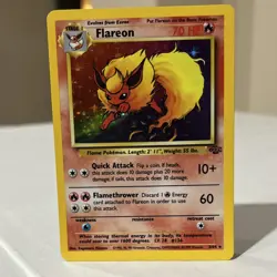 Pokemon Flareon Jungle Holo Rare 3/64 Unlimited 70 HP English TCG Card - Image 1
