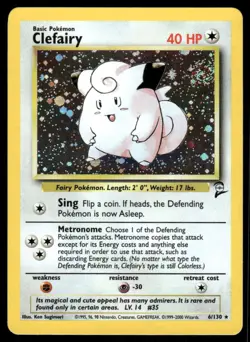 Pokemon Cards Clefairy 6/130 Base Set 2 Holo Rare *eBay Live* - Image 1