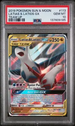 2019 Pokemon Latias & Latios GX TCG Sun & Moon Tag Team Card 113/181 PSA 10 - Image 1