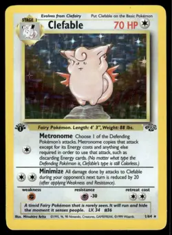 Pokemon Cards Clefable 1/64 1st Edition Holo Jungle Holo Rare *eBay Live* - Image 1