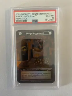 2023 Sorcery Contested Realm ALPHA FOIL Purge Juggernaut PSA 10 #2541 - Image 1