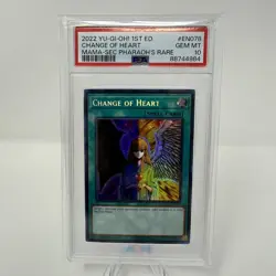 Yugioh PSA 10 Change of Heart Secret Pharaoh's Rare GEM MINT 1st Ed MAMA-EN078 - Image 1
