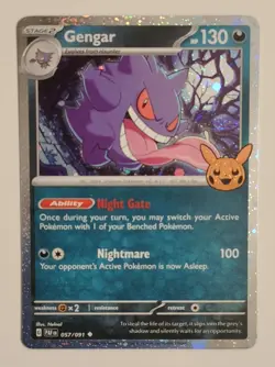 Pokemon TCG Gengar Trick or Trade Halloween Cosmo Holo Card 057/091 - Image 1