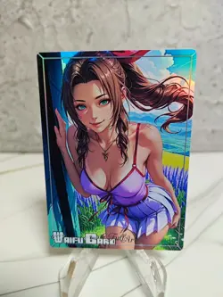 Aerith FFY Trading Card Waifu Goddess Story Anime Girl holo Karte Manga Full Art - Image 1