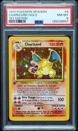 1st Edition Charizard 4/102 PSA 8 NM-Mint Spanish Pokemon Card ZR - Image 1