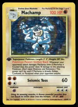Pokemon Cards Machamp 8/102 Base Set Rare *eBay Live* - Image 1