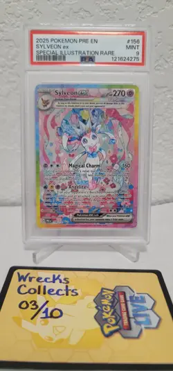 Pokemon Sylveon EX TCG Card Sir 156/131 PSA 9 Prismatic Evolutions Full Art - Image 1