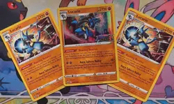 Lucario Pokemon TCG Brilliant Stars 3 Card Lot Aura Sphere Volley Holo - Image 1