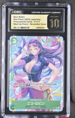 One Piece TCG Nico Robin Promo 111 Asia Tin CGC PRISTINE 10 BLACK LABEL - Image 1