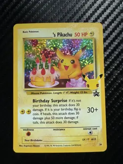 Pokemon Promo Birthday Pikachu No. 24 Celebrations Holo Card NM HOLO BLEED - Image 1