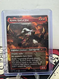 Kratos God Or War Boarderless Secret Magic The Gathering Near Mint Condition MTG - Image 1