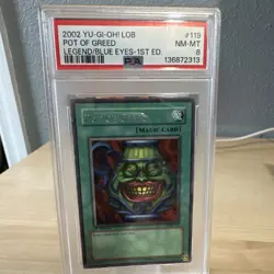 Yu-Gi-Oh! Pot of Greed LOB-119 1st Edition 2002 PSA 8 - Image 1