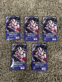 Lot of 5 One Piece OP-14 The Azure Sea's Seven Sleeved Booster Packs English - Image 1