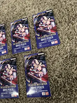 Lot of 5 One Piece OP-14 The Azure Sea's Seven Sleeved Booster Packs English - Image 2