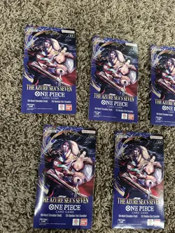 Lot of 5 One Piece OP-14 The Azure Sea's Seven Sleeved Booster Packs English - Image 3