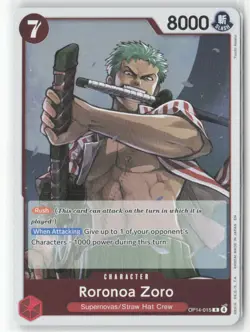 Roronoa Zoro - R The Azure Sea's Seven OP14-015 English NM - Image 1