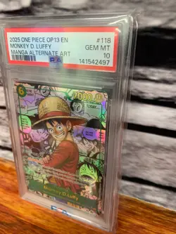 One Piece OP-13 118 Monkey D. Luffy Manga PSA 10 GEM MINT Carrying On His Will - Image 3
