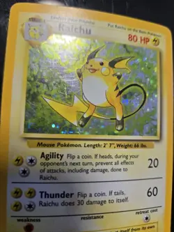 Pokemon TCG Base Set Raichu Holo Rare Card 14/102 Vintage MP Condition - Image 3