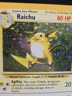 Pokemon TCG Base Set Raichu Holo Rare Card 14/102 Vintage MP Condition - Image 5