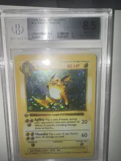 BGS 8.5 Raichu *1st Edition Holo Rare* English Base Set Pokemon TCG Card 14/102 - Image 1