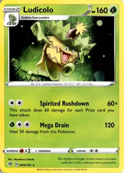 Ludicolo 009/192 SWSH02: Rebel Clash Pokemon Card TCG - Image 1
