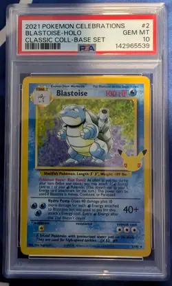 Pokemon TCG Celebrations Blastoise Holo Card 2/102 Classic Collection PSA 10 - Image 1