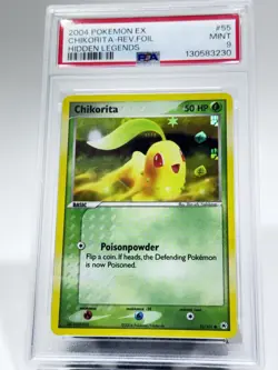Chikorita 2004 EX Hidden Legends 55/101 Reverse Holo Pokemon Card MINT PSA 9 - Image 1