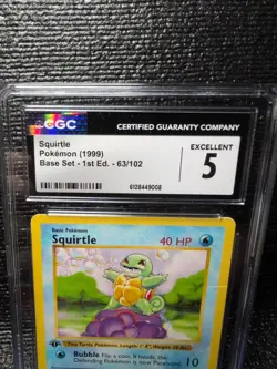 CGC 5 Squirtle 1999 Base Set 1st Edition Shadowless 63/102 Pokemon Card - Image 2