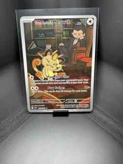 Pokemon TCG Team Rockets Meowth Card 203/182 Destined Rivals NM Full Art - Image 1