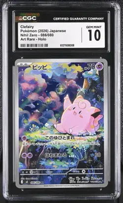 POKEMON Clefairy AR 086/080 JP Card Nihil Zero CGC Gem Mint 10 Art Rare - Image 1
