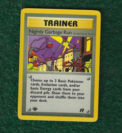 NIGHTLY GARBAGE RUN - 2000 POKEMON TEAM ROCKET 1ST EDITION CARD # 77/82 TRAINER - Image 1