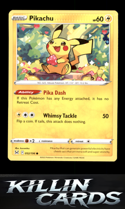 CRIMP ERROR Pikachu 052/196 Common SWSH11: Lost Origin Pokemon Card NM - Image 1