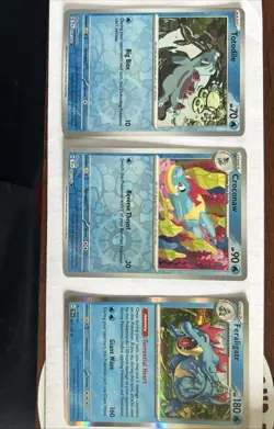 Pokemon TCG Reverse Holo Totodile, Croconaw, and Feraligatr Holo, 3-Card Set NM - Image 1