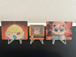 1998 Pokemon 3D Lenticular Promo Cards Jigglypuff Togepi Raticate PIKA-0021D/22D - Image 2
