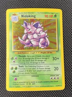 Nidoking 11/102 Holo Rare Base Set Edition Pokemon Card 1999 WOTC LP/MP - Image 1