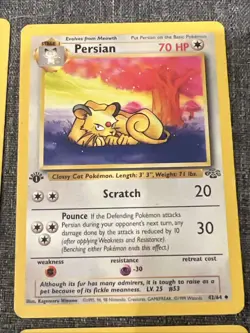 Lot Of 4 Pokemon Jungle 1st Edition Cards Persian(2)/Rapidash/Tauros - Image 3