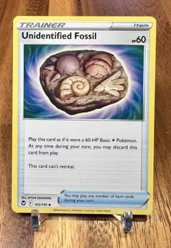 Unidentified Fossil 165/195 Non Holo Silver Tempest Trainer Item Pokemon Card NM - Image 1