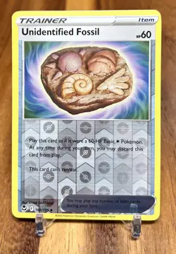 Unidentified Fossil 165/195 Reverse Holo Silver Tempest Trainer Pokemon Card NM - Image 1