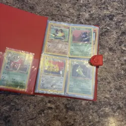 Vintage 1999 Pokemon Pikachu Red Binder TCG Album Snap 30 Page Holder & cards - Image 2