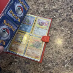 Vintage 1999 Pokemon Pikachu Red Binder TCG Album Snap 30 Page Holder & cards - Image 3