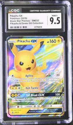 CGC 9.5 MINT+ Pikachu GX 2019 Black Star Promos SM232 Holo Pokemon Card - Image 1