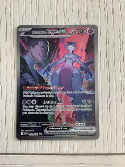 Team Rocket’s Mewtwo ex 231/182 Secret Rare Destined Rivals Pokemon Card NM+ - Image 1