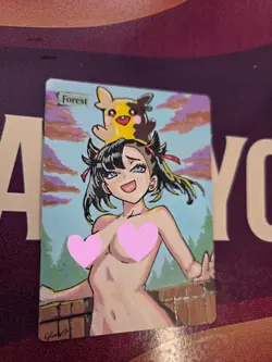 MTG Forest Marnie Waifu Alter Hand Painted by BAZAYO 18+ Adult Art - Image 1