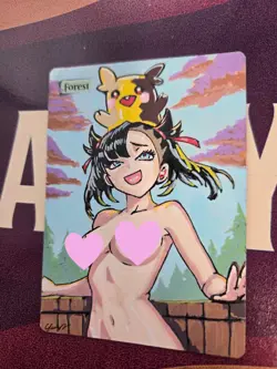 MTG Forest Marnie Waifu Alter Hand Painted by BAZAYO 18+ Adult Art - Image 3