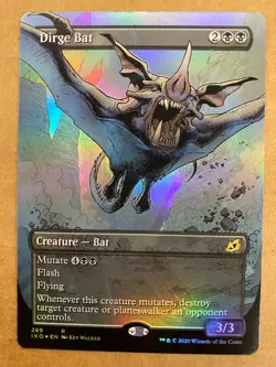 MTG 1x FOIL BORDERLESS Dirge Bat # 289 Ikoria: Lair of Behemoths Magic the x1 NM - Image 1